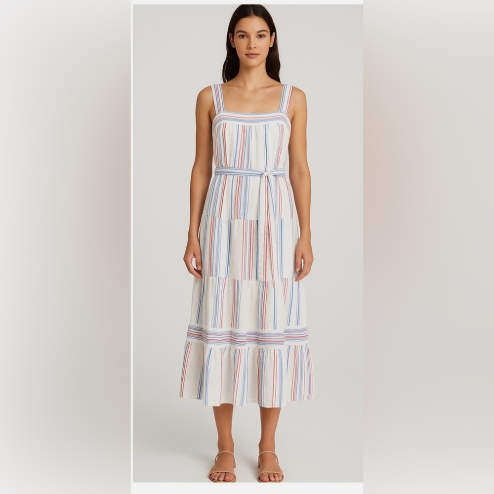 GAP Tiered Striped Midi Dress